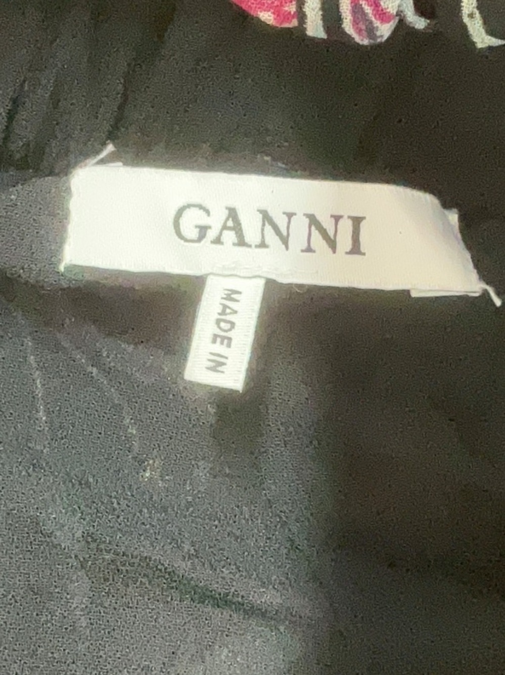 Ganni Black Floral Pants Size Small Sheer High Rise Tapered Trouser - Picture 5 of 5
